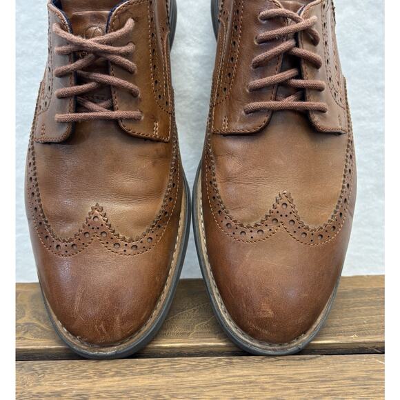 Cole Haan Men\'s Brown Leather Grand Evolution Shortwing Oxfords Size 10.5 C26385